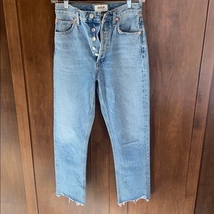 AGOLDE Riley High Waist Fray Hem Cropped Jeans